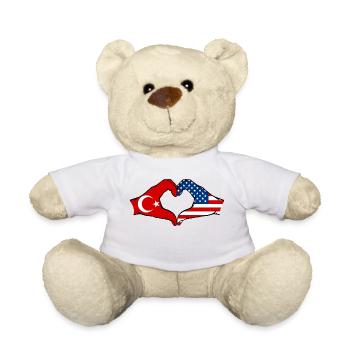 Türkiye USA heart shape with hands - Teddy Bear - white - Front