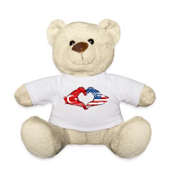 Türkiye USA heart shape with hands used - Teddy Bear - white - Front