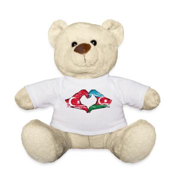 Türkei Aserbaidschan Herzform mit Hände - Teddy - Weiß - Vorne