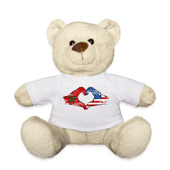 Forme de coeur Maroc USA avec mains utilisées - Nounours - blanc - Devant