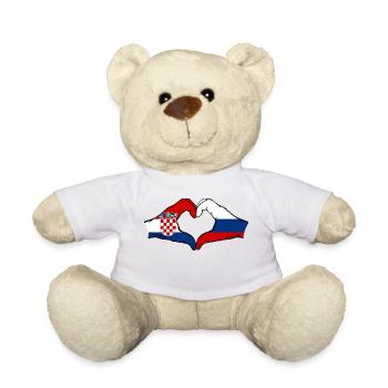 Croatie Russie forme de coeur avec les mains - Nounours - blanc - Devant