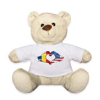 Romania USA heart shape with hands used - Teddy Bear - white - Front