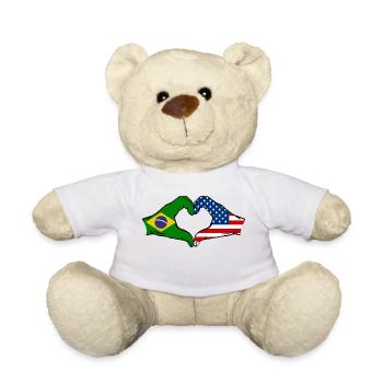 Brazil USA heart shape with hands - Teddy Bear - white - Front