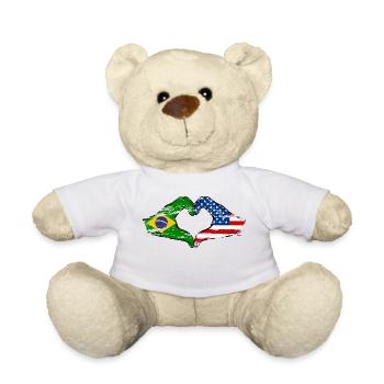 Brazil USA heart shape with hands used - Teddy Bear - white - Front