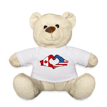 Canada USA heart shape with hands - Teddy Bear - white - Front
