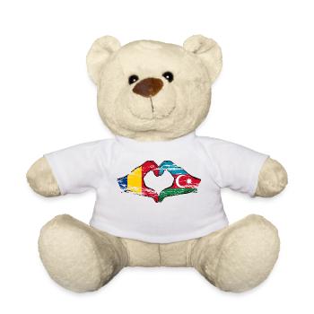 Roumanie Azerbaïdjan forme de coeur avec des mains utilisées - Nounours - blanc - Devant