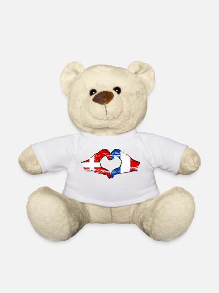 Danemark France Forme de coeur avec les mains utilisées - Nounours - blanc