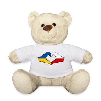 Ukraine Poland Heart Shape with Hands - Teddy Bear - white - Front