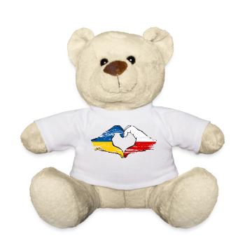 Ukraine Poland Heart shape with hands used - Teddy Bear - white - Front