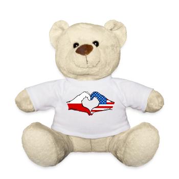 Poland USA Heart Shape with Hands - Teddy Bear - white - Front