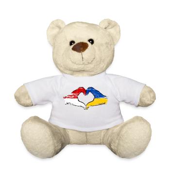 Indonesia Ukraine Heart Shape with Hands Used - Teddy Bear - white - Front