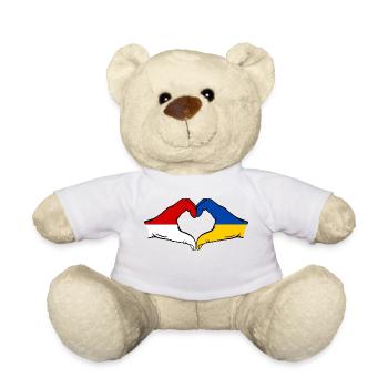 Indonesia Ukraine Heart Shape with Hands - Teddy Bear - white - Front