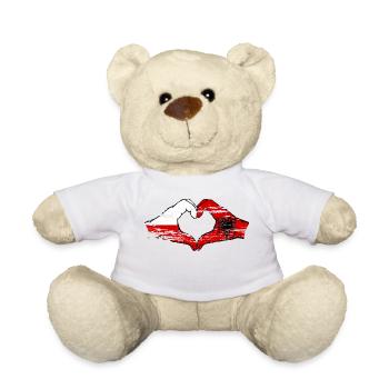 Pologne Albanie forme de coeur avec des mains utilisées - Nounours - blanc - Devant
