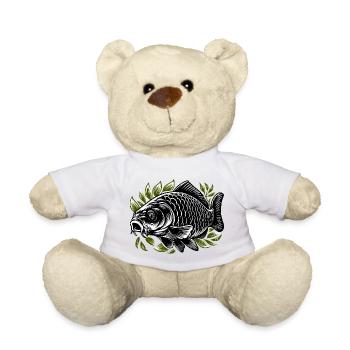 Carp in the grass black-green - Teddy Bear - white - Front