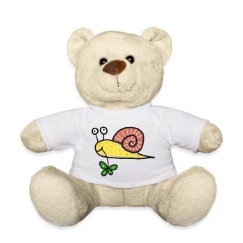 Schnecke mit Glücksklee - Teddy - Weiß - Vorne