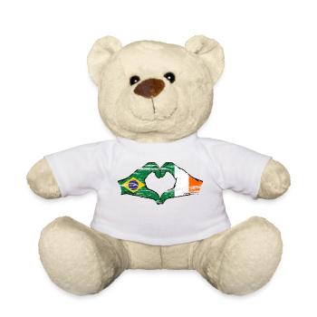 Brésil Irlande Drapeau Aiguilles Coeur Forme Utilisé - Nounours - blanc - Devant