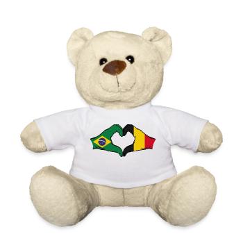 Brazil Belgium Flag Hands Heart Shape - Teddy Bear - white - Front