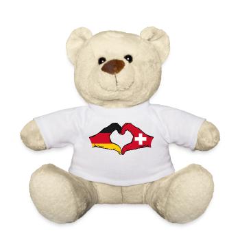 Deutschland Schweiz Flagge Hände Herzform - Teddy - Weiß - Vorne