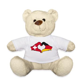 Suisse Allemagne Drapeau Mains Coeur Forme - Nounours - blanc - Devant