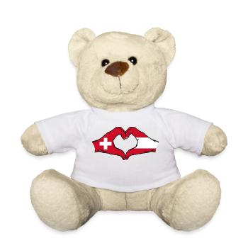 Suisse Autriche Drapeau Aiguilles Forme Coeur - Nounours - blanc - Devant