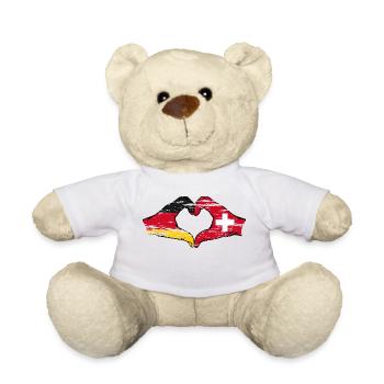 Germany Switzerland Flag Hands Heart Shape used - Teddy Bear - white - Front