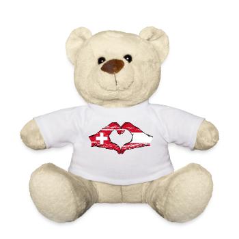 Switzerland Austria Flag Hands Heart shape used - Teddy Bear - white - Front