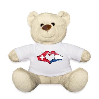Switzerland Holland Flag Hands Heart Shape Used - Teddy Bear - white - Front