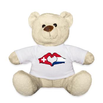 Switzerland Holland Flag Hands Heart Shape - Teddy Bear - white - Front