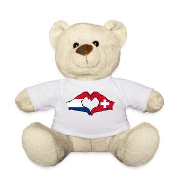 Holland Switzerland Flag Hands Heart Shape - Teddy Bear - white - Front
