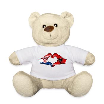 Croatie Albanie Drapeau Mains Coeur Forme Utilisé - Nounours - blanc - Devant