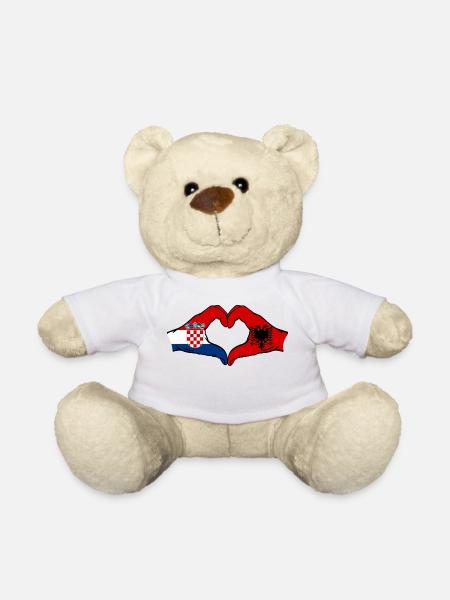 Kroatien Albanien Flagge Hände Herzform - Teddy - Weiß