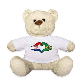 Croatie Brésil Drapeau Mains Coeur Forme - Nounours - blanc - Devant