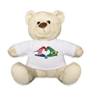 Croatia Brazil Flag Hands Heart Shape Used - Teddy Bear - white - Front