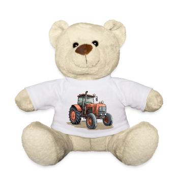 Tracteur orange - Nounours - blanc - Devant