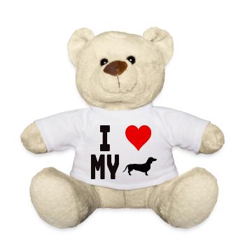 T-Shirt I Love My Dog für Hundefreunde - Teddy - Weiß - Vorne