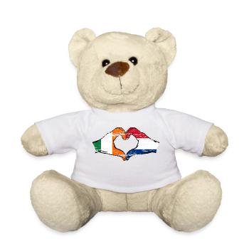 Irlande Hollande drapeau mains forme de coeur utilisé - Nounours - blanc - Devant