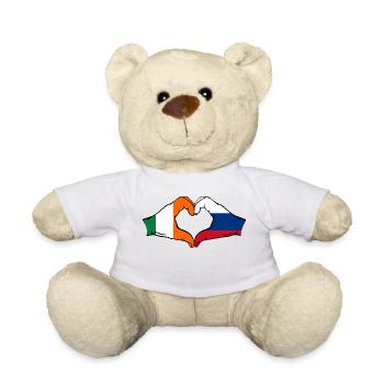 Irland Russland Flagge Hände Herzform - Teddy - Weiß - Vorne