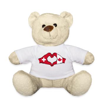 Switzerland Canada Flag Hands Heart Shape - Teddy Bear - white - Front