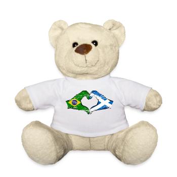 Brésil Ecosse drapeau mains forme de coeur utilisé - Nounours - blanc - Devant