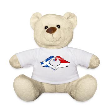 Ecosse Indonésie Drapeau Mains Coeur Utilisé - Nounours - blanc - Devant
