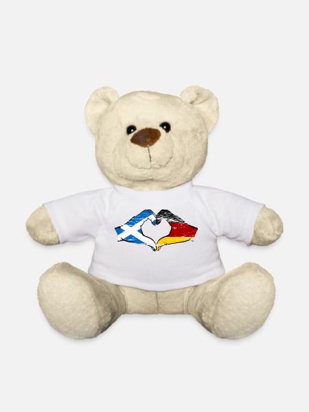 Schottland Deutschland Flagge Hände Herzform used - Teddy - Weiß