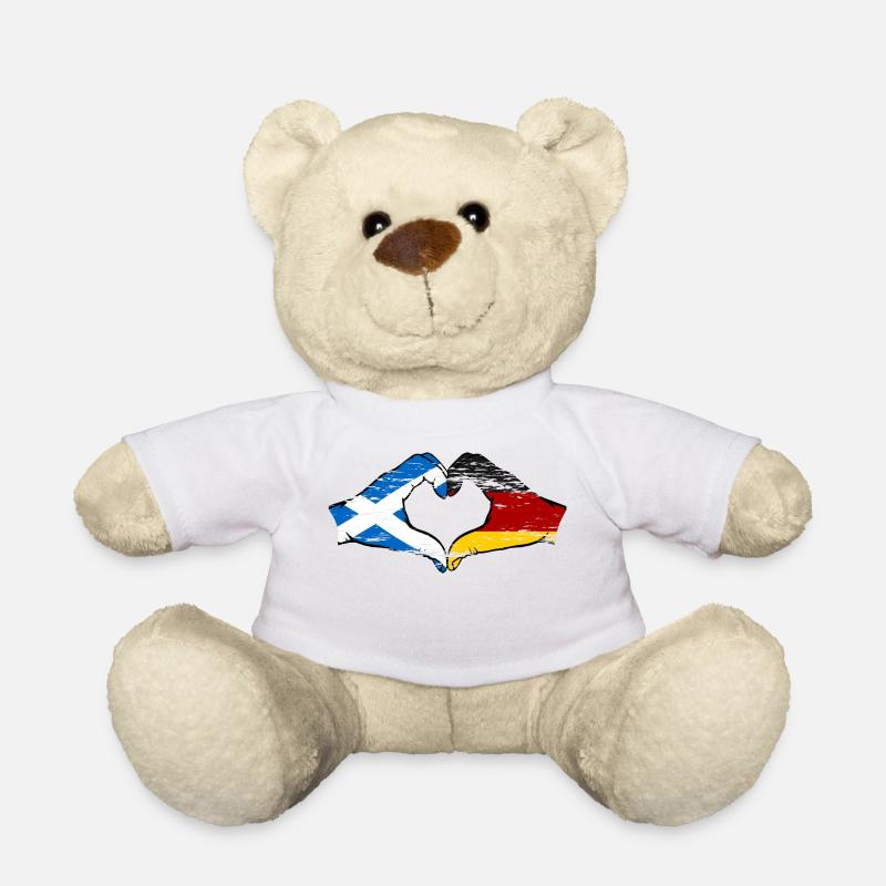 Schottland Deutschland Flagge Hände Herzform used - Teddy - Weiß