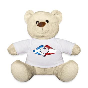 Ecosse Autriche Drapeau Mains Coeur Forme Utilisé - Nounours - blanc - Devant