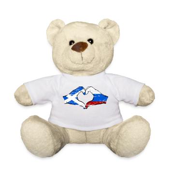 Ecosse Russie Drapeau Mains Coeur Forme D’occasion - Nounours - blanc - Devant