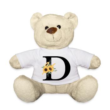 Blumenbuchstabe D Sonnenblume - Teddy - Weiß - Vorne