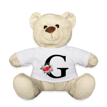 Lettre g floral rouge - Nounours - blanc - Devant