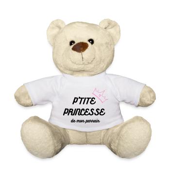 Couronne rose dessinée sur fond noir - Nounours - blanc - Devant