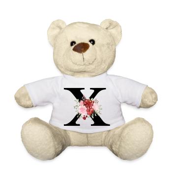 Roter floraler x-Buchstabe - Teddy - Weiß - Vorne