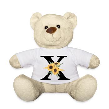 Buchstabe x blumige Sonnenblume - Teddy - Weiß - Vorne