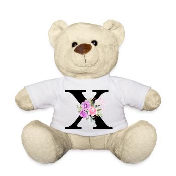 Lettre x floral violet - Nounours - blanc - Devant